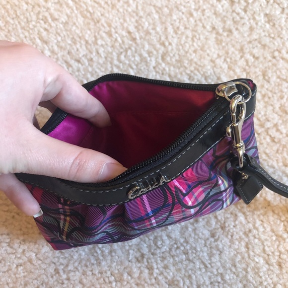 Multicolored Plaid Coach Wristlet - Picture 5 of 6